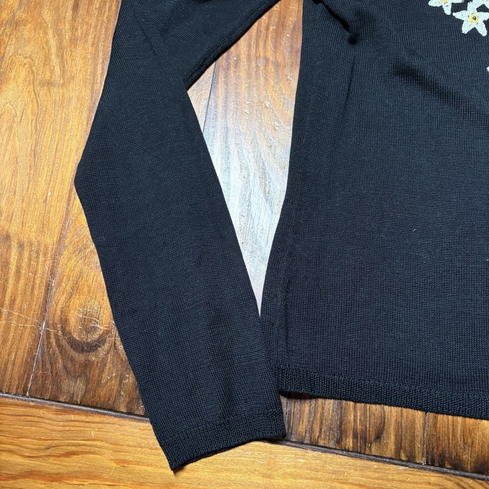 Vtg Moschino Cheap & Chic Black Floral Appliqué Pink Orange Cardigan Silk Sz 8 - Picture 2 of 13